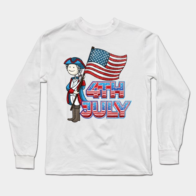 4th july illustration Long Sleeve T-Shirt by HANASUISI